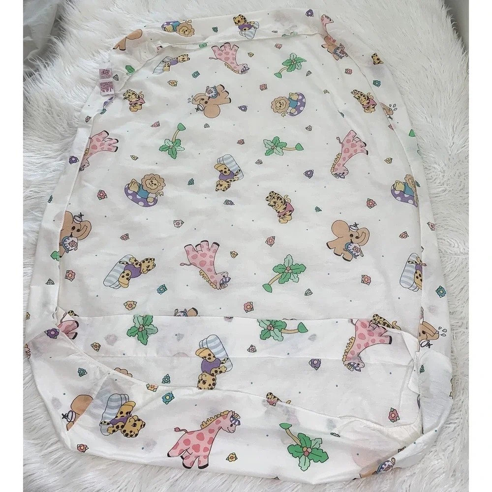 1993 Little Bedding Red Calliope Vintage Animal Lion Fitted Crib Sheet Baby